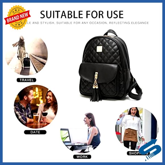 Quilted Vegan Leather Mini Backpack Set with Wristlet and Card Wallet main image 7